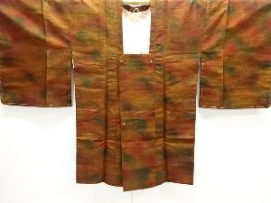 未使用品　二重紗　裂取りに幾何学模様織り出し道行コート